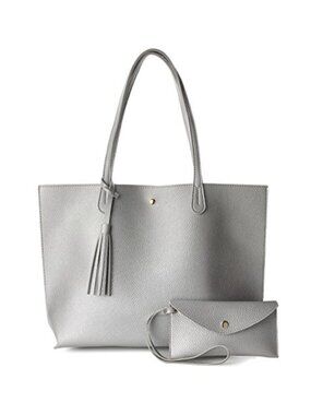 Minimalist Clean Cut Pebbled Faux Leather Tote Shoulder Handbag Magnet Snap